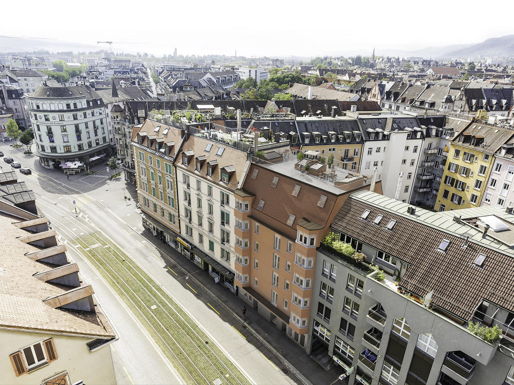 Archtekturvisualisierung
Render
Badenerstrasse, 
Zürich, Schweiz, 
Noldin Immobilien AG
Vermarktung
Development
Wohnung
Luftaufnahme