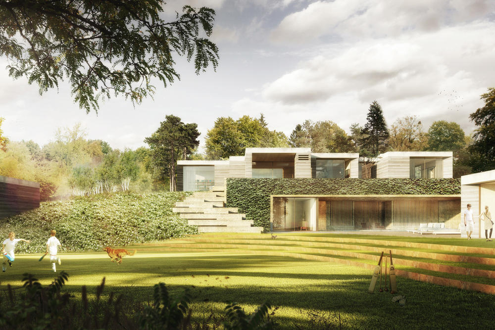 Archtekturvisualisierung-Haus in einem Park,Zurich,Schweiz,Think Architecture 